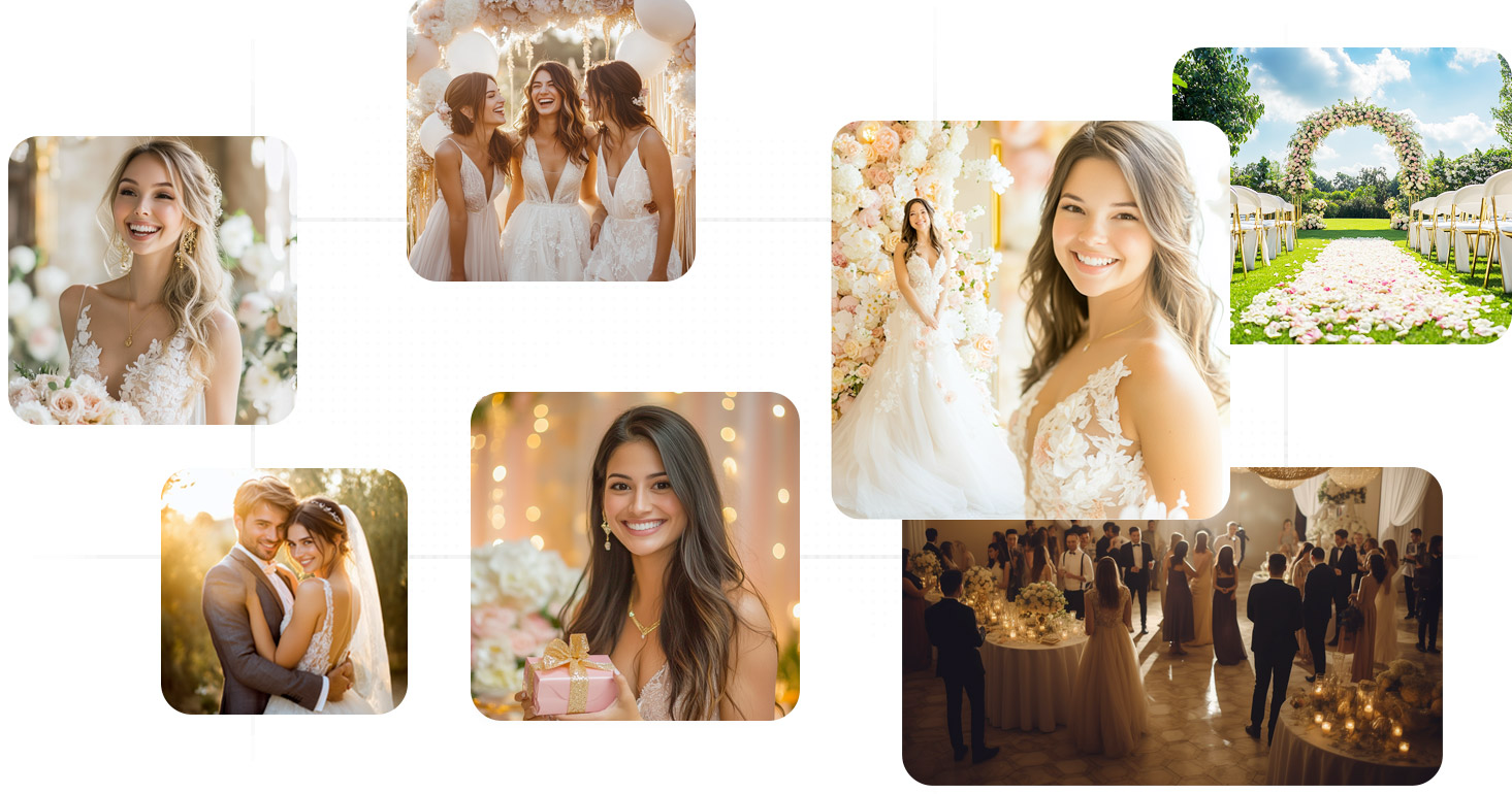 A collection of candid wedding photographs, from preparations to the celebration.