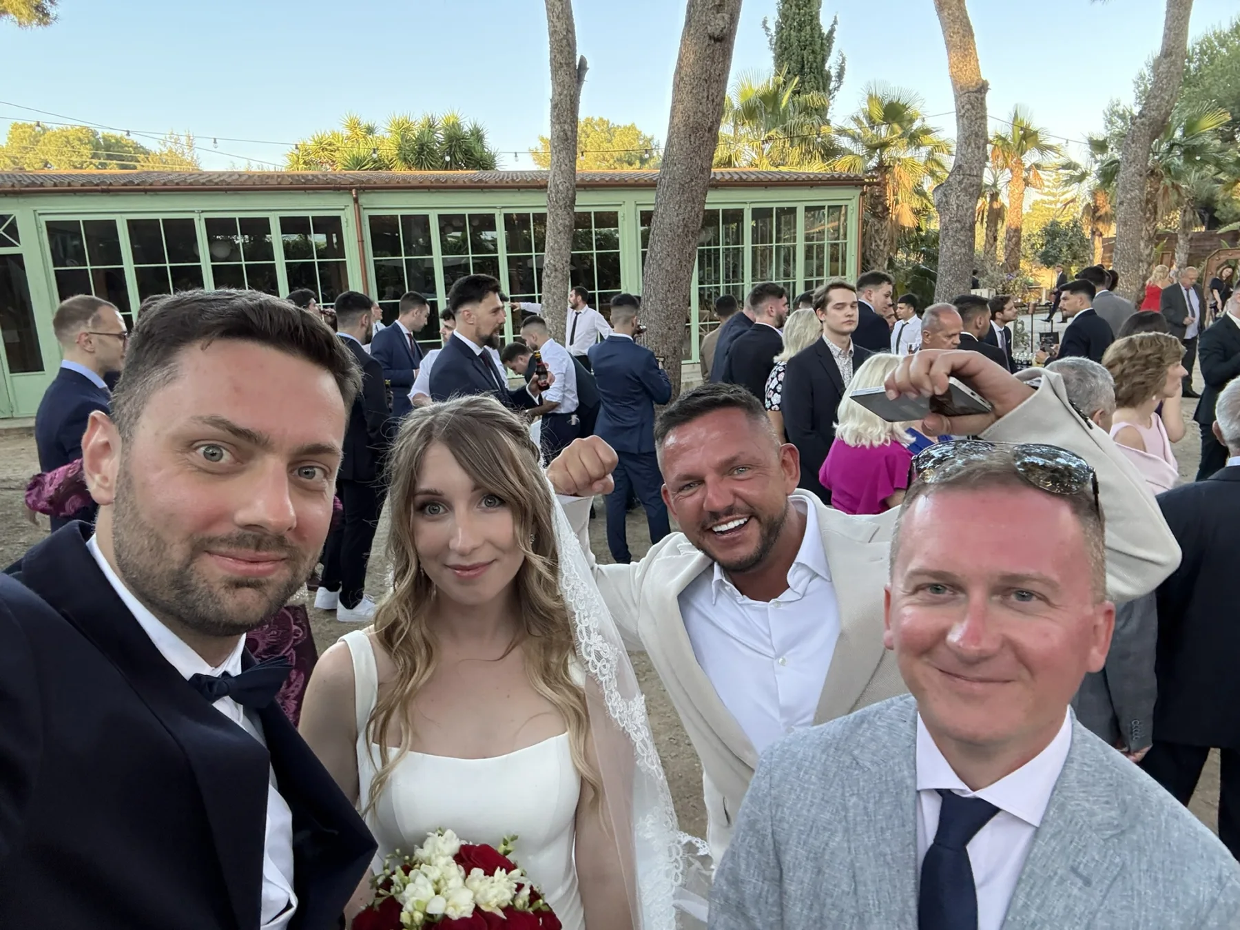 Guests together during the real wedding where JoinOurDay was first used