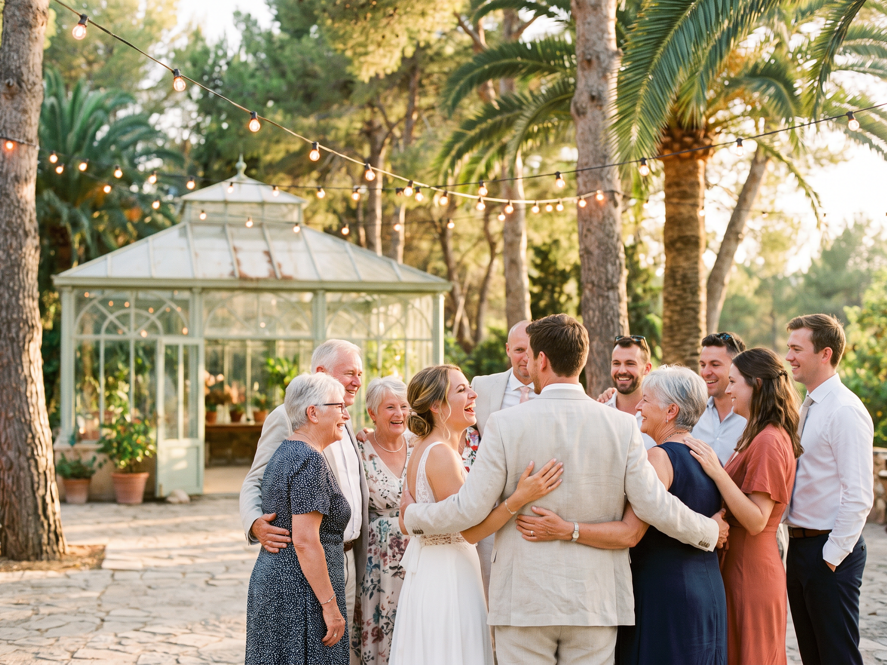 A couple and guests together at the real wedding that inspired JoinOurDay
